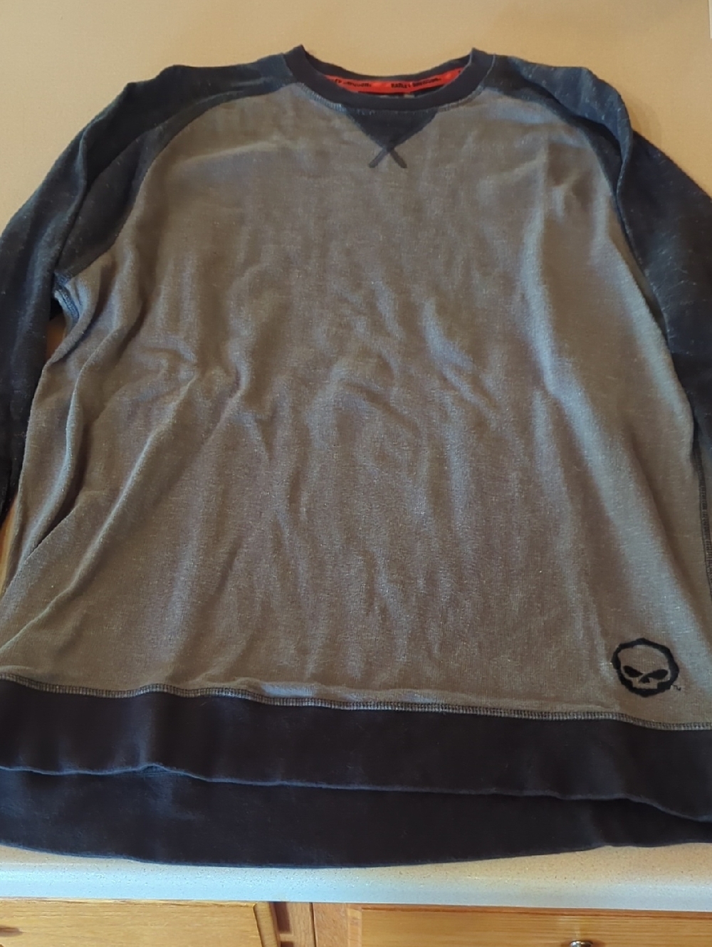 Harley-Davidson Grey Body Charcoal Sleeve Crewneck Sweater